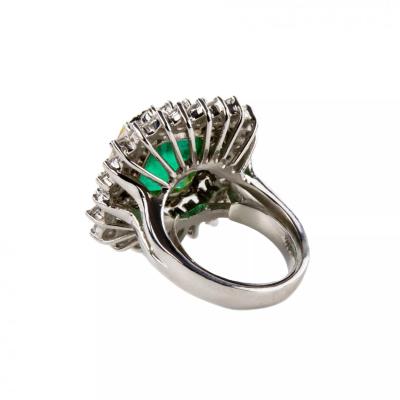 Platinum Ring With Emerald And Diamonds 21st Century