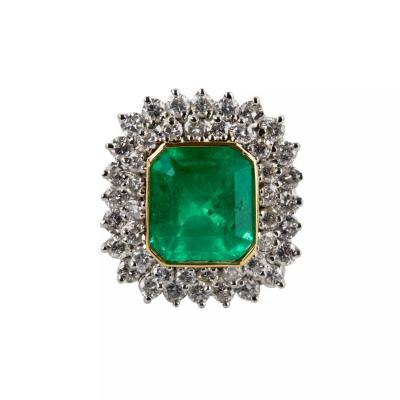 Platinum Ring With Emerald And Diamonds 21st Century