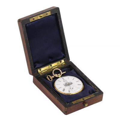 Pocket Watch In A Gold Case With A Portrait Of Emperor Alexander I Courvoisier