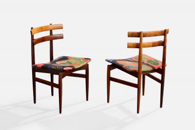 Poul Hundevad Dining Room Chairs with Wood and Fabric Denmark 1960s