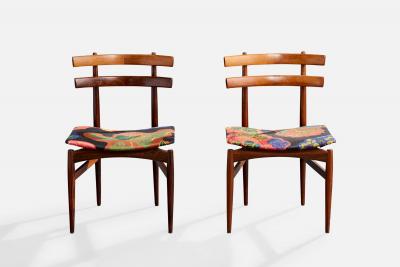 Poul Hundevad Dining Room Chairs with Wood and Fabric Denmark 1960s