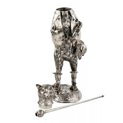 Puss In Boots Silver Figure With Articulated Head 