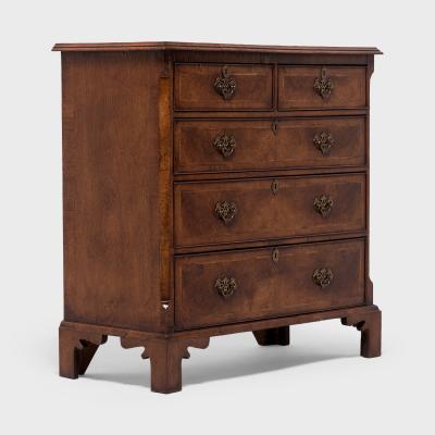 Queen Anne Style Burled Walnut Chest of Drawers