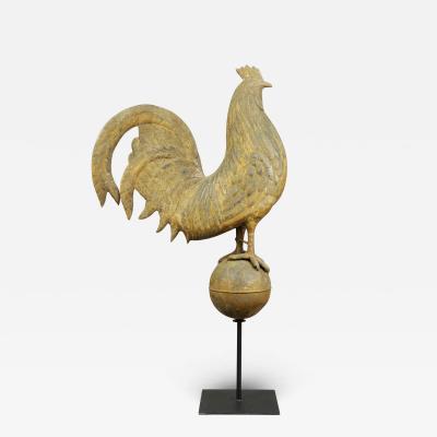 ROOSTER WEATHERVANE PERCHED ON SPHERE