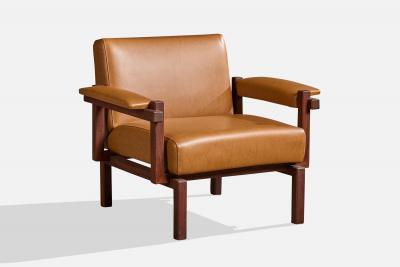 Raffaella Crespi Lounge Chair with Walnut and Vinyl Italy 1960s