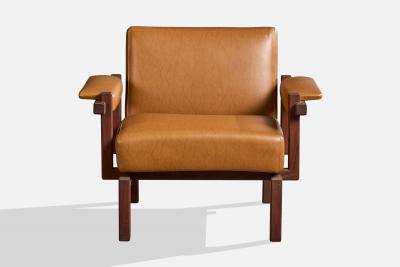 Raffaella Crespi Lounge Chair with Walnut and Vinyl Italy 1960s