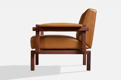 Raffaella Crespi Lounge Chair with Walnut and Vinyl Italy 1960s