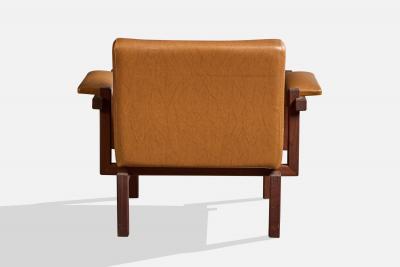 Raffaella Crespi Lounge Chair with Walnut and Vinyl Italy 1960s