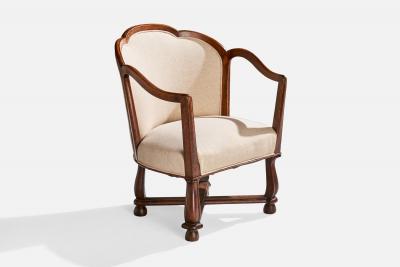 Ragnar Ostman Lounge Chairs with Oak and Fabric Sweden 1920s