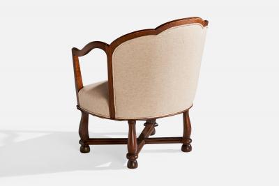 Ragnar Ostman Lounge Chairs with Oak and Fabric Sweden 1920s