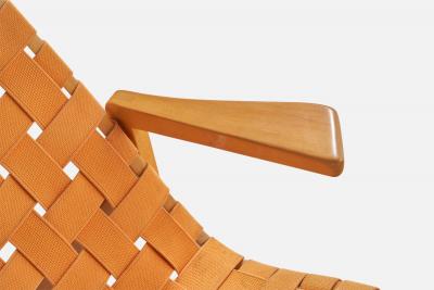 Ralph Rapson Rare Lounge Chairs with Maple Cotton and Brass USA 1945