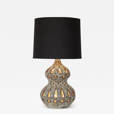Raphael Giarrusso Raphael Giarrusso Double Gourd French Ceramic Table Lamp Accolay Circa 1967