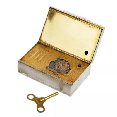 Rare Silver Erotic Musical Box Italy 1930s