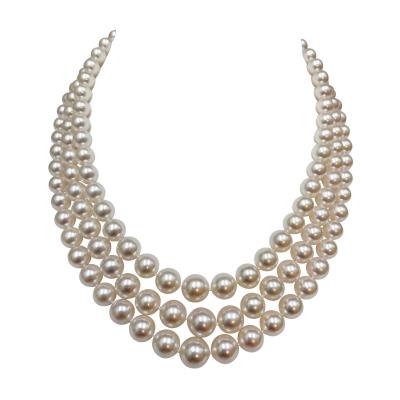 Rare triple strand of Akoya Japanese pearls
