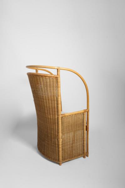 Rattan and wicker armchair 1950s 