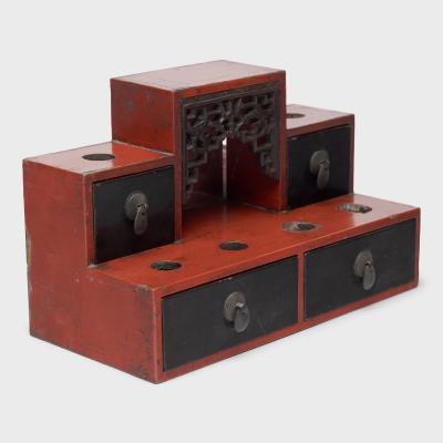 Red Black Lacquer Opium Stand