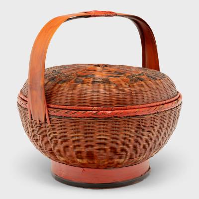 Red Lacquer Carrying Basket