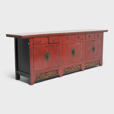 Red Lacquer Coffer with Gilt Carvings