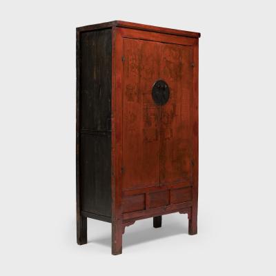 Red Lacquer Scholars Cabinet