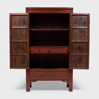 Red Lacquer Scholars Cabinet
