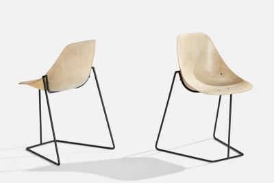 Rene Jean Caillette Side Chairs with Fiberglass and Metal France 1957