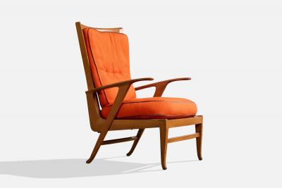 Renzo Franchi Lounge Chairs with Wood and Fabric Italy 1950s