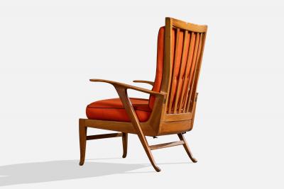 Renzo Franchi Lounge Chairs with Wood and Fabric Italy 1950s