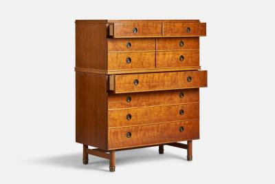 Renzo Rutili Chest of Drawers with Mahogany Maple and Brass USA 1950s