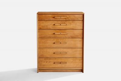 Renzo Rutili Chest of Drawers with Maple and Brass USA 1940s