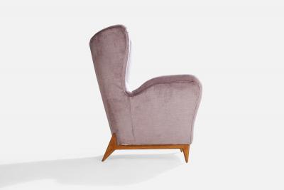 Renzo Zavenella Attribution Lounge Chairs with Velvet and Wood Italy 1940s
