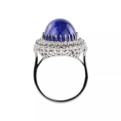 Ring In 18k White Gold With Natural Tanzanite And Diamonds