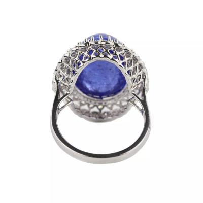 Ring In 18k White Gold With Natural Tanzanite And Diamonds