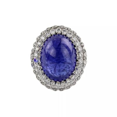 Ring In 18k White Gold With Natural Tanzanite And Diamonds