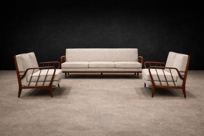 Rino Levi Rino Levi Sofa in Hardwood and Boucl Brazilian Modern 1960s Lot 395