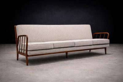 Rino Levi Rino Levi Sofa in Hardwood and Boucl Brazilian Modern 1960s Lot 395