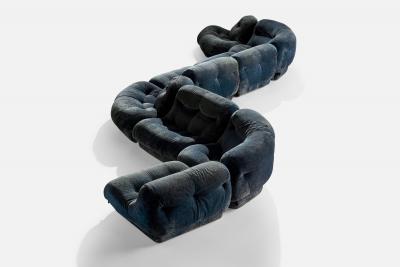 Rino Maturi Large Sectional Sofa in Fabric Italy 1970s
