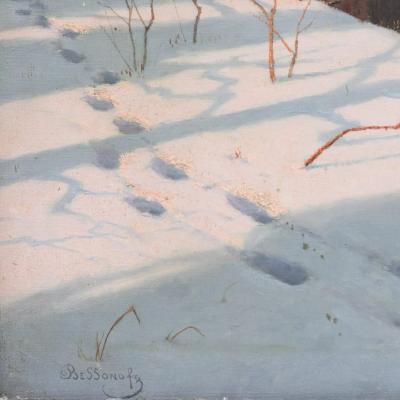 Riverbank In Winter Boris Bessonov 1862 1934 Russia