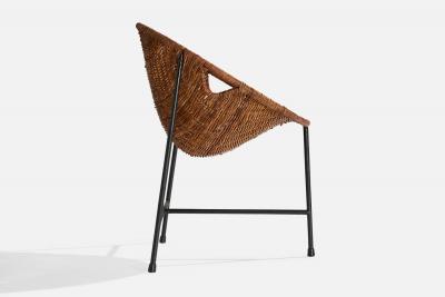 Roberto Mango Roberto Mango Side Chairs with Iron and Rattan Italy 1950s