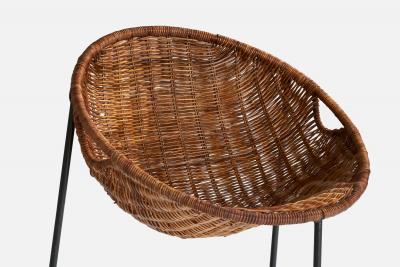 Roberto Mango Roberto Mango Side Chairs with Iron and Rattan Italy 1950s