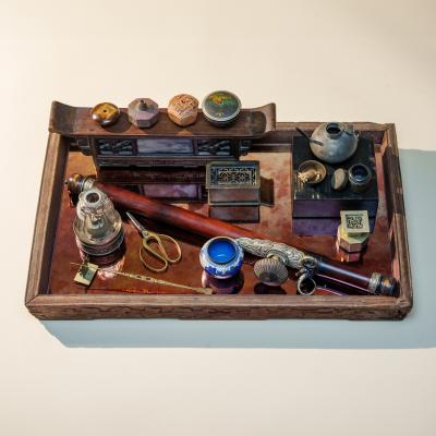 Rosewood Altar Opium Stand with Dali Marble