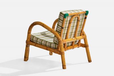 Rotan Lounge Chairs with Bamboo Rattan and Fabric Italy 1950s