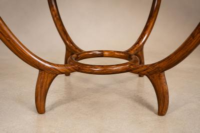 Round Coffee Table in Cavi na Wood Glass by Giuseppe Scapinelli Brazil 1950s
