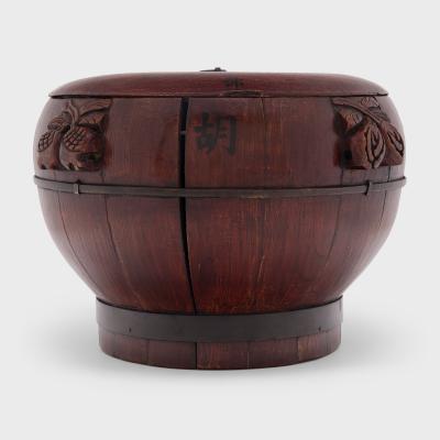 Round Grain Container with Offering Fruits