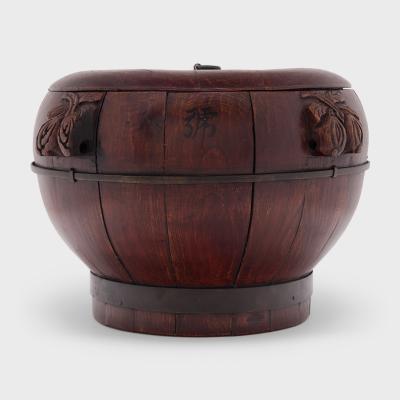 Round Grain Container with Offering Fruits