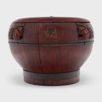 Round Grain Container with Offering Fruits