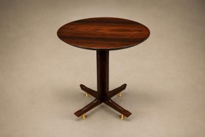 Round Side Table in Brazilian Rosewood with Brass Feet Brazil 1950s