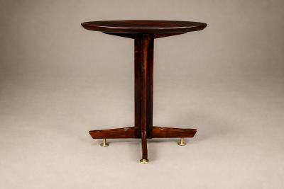 Round Side Table in Brazilian Rosewood with Brass Feet Brazil 1950s
