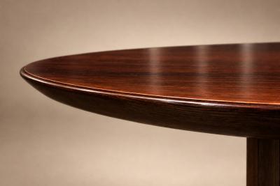 Round Side Table in Brazilian Rosewood with Brass Feet Brazil 1950s