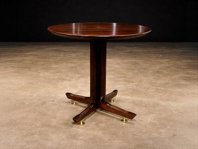 Round Side Table in Brazilian Rosewood with Brass Feet Brazil 1950s Lot 854A