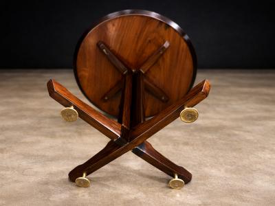 Round Side Table in Brazilian Rosewood with Brass Feet Brazil 1950s Lot 854A